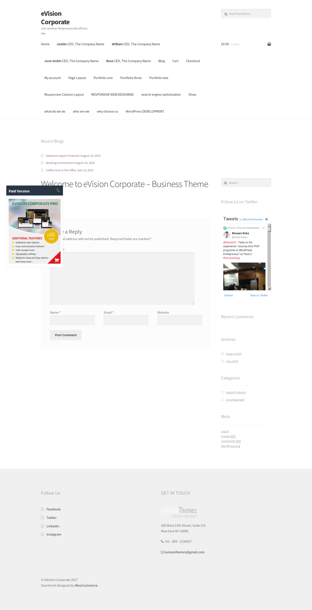 eVision corporate - live preview