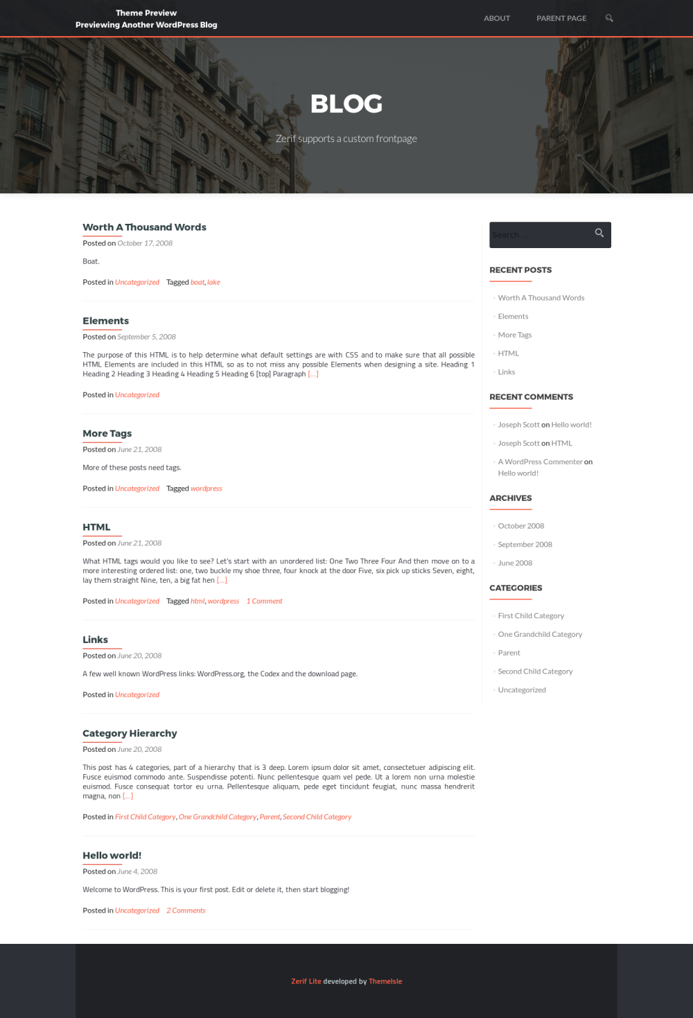 Zerius (CT of Zerif Theme) - live preview