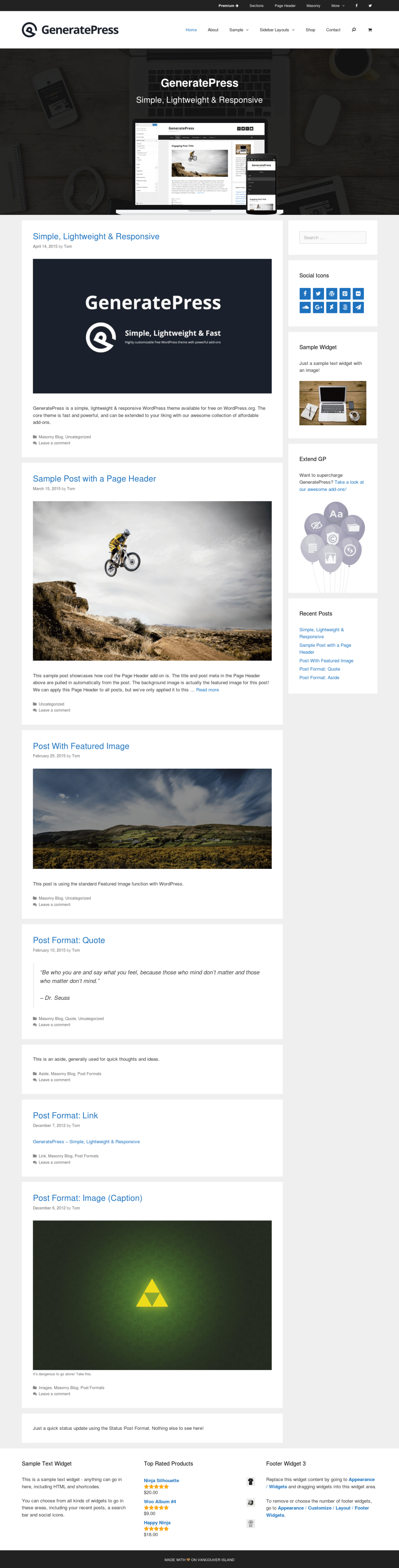 GeneratePress - live preview