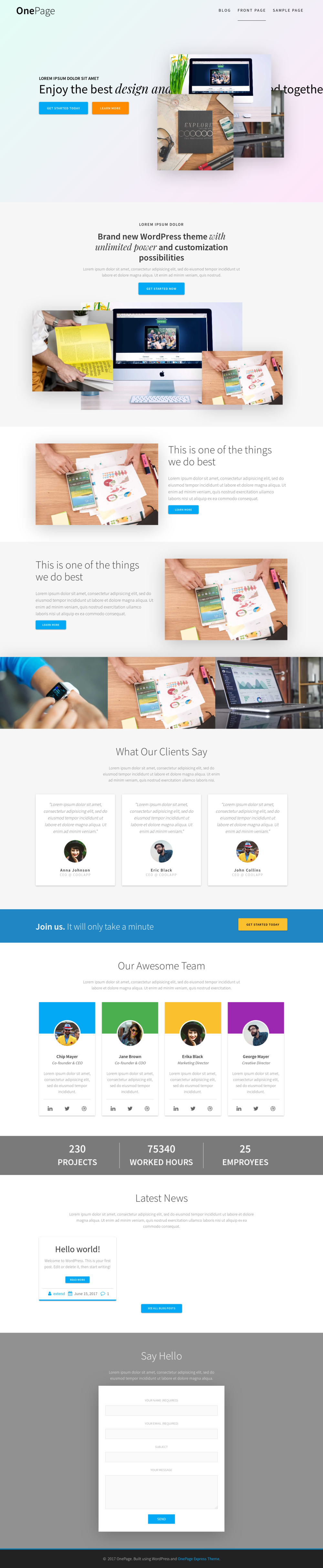 One Page Express - live preview