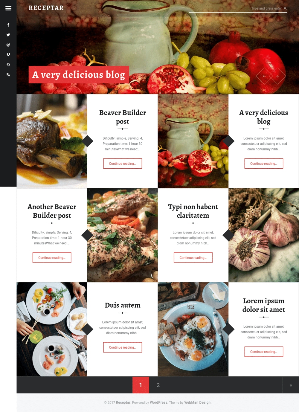 Receptar - live preview