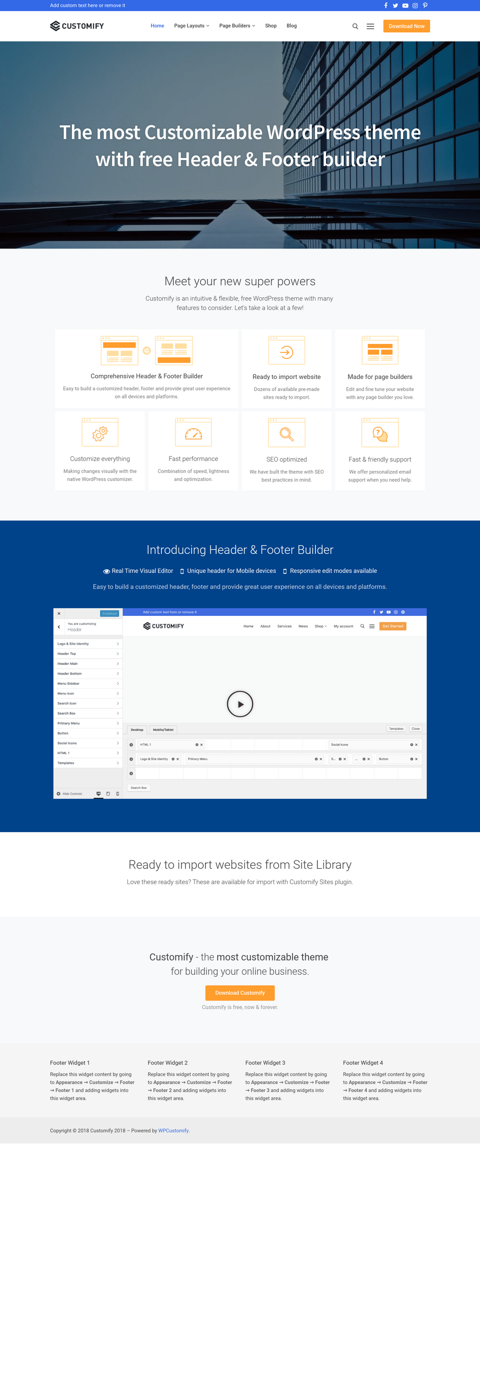 Customify - live preview