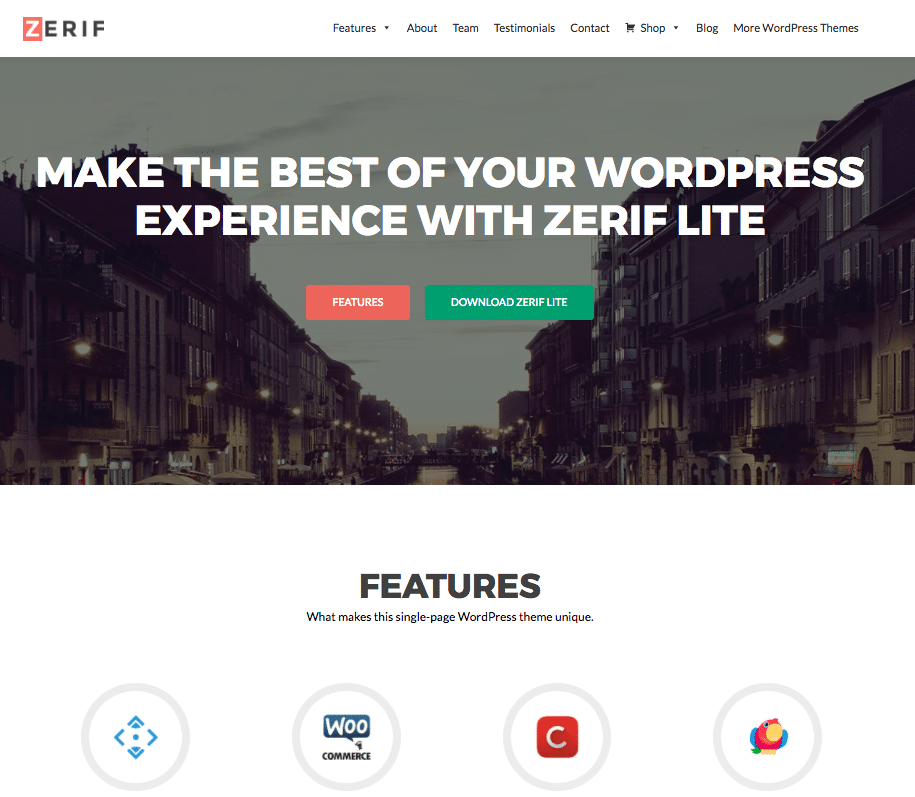 Zerif Lite - live preview