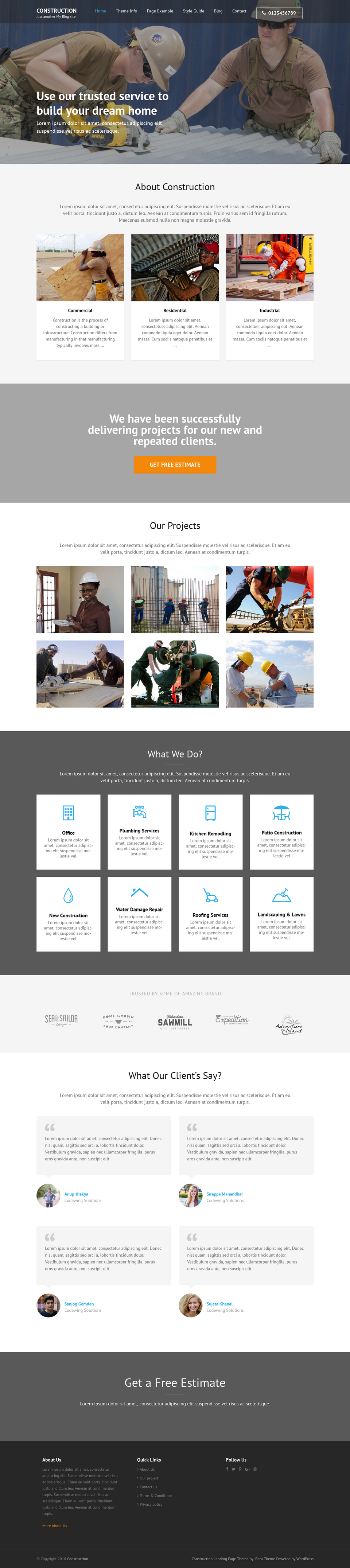 Construction Landing Page - live preview